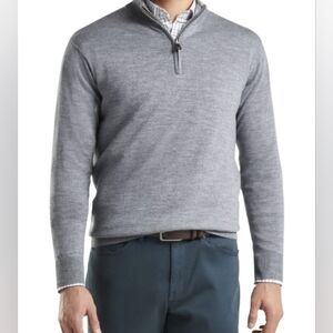 Peter Millar Gray Merino/Silk Zip Up Sweater